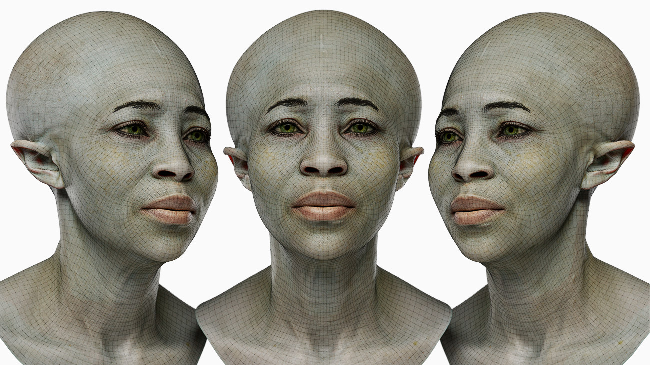 Download female elf topology 3d model 